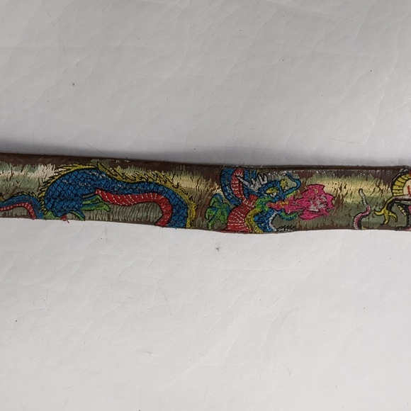 Leather Island belt designed by Bill Lavin distressed with dragons. - Picture 4 of 7